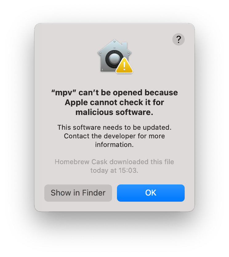Файл «Ваше приложение» невозможно открыть, так как Apple не может проверить его на наличие вредоносного ПО.